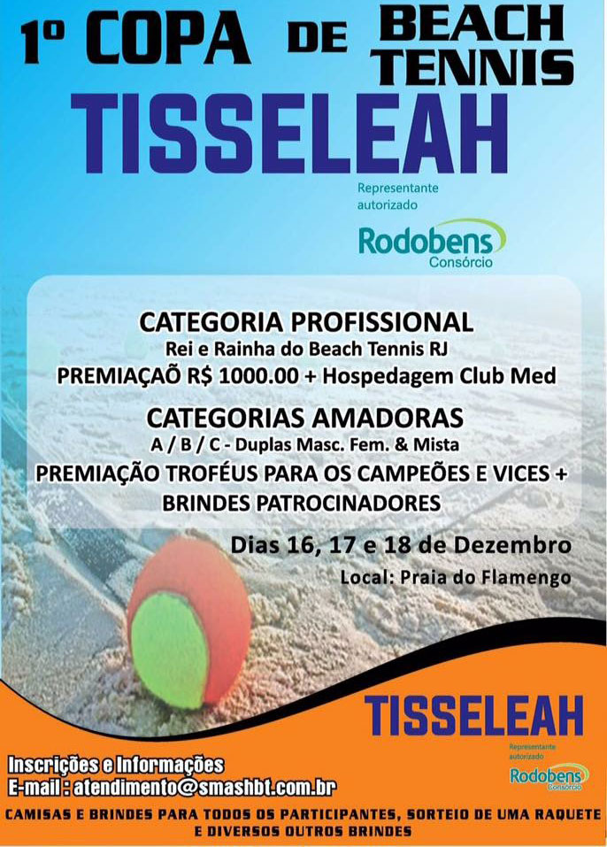 I Copa Beach Tennis Tisseleah Rodobens abre inscrições e terá disputa do Rei e Rainha da Praia do Rio de Janeiro